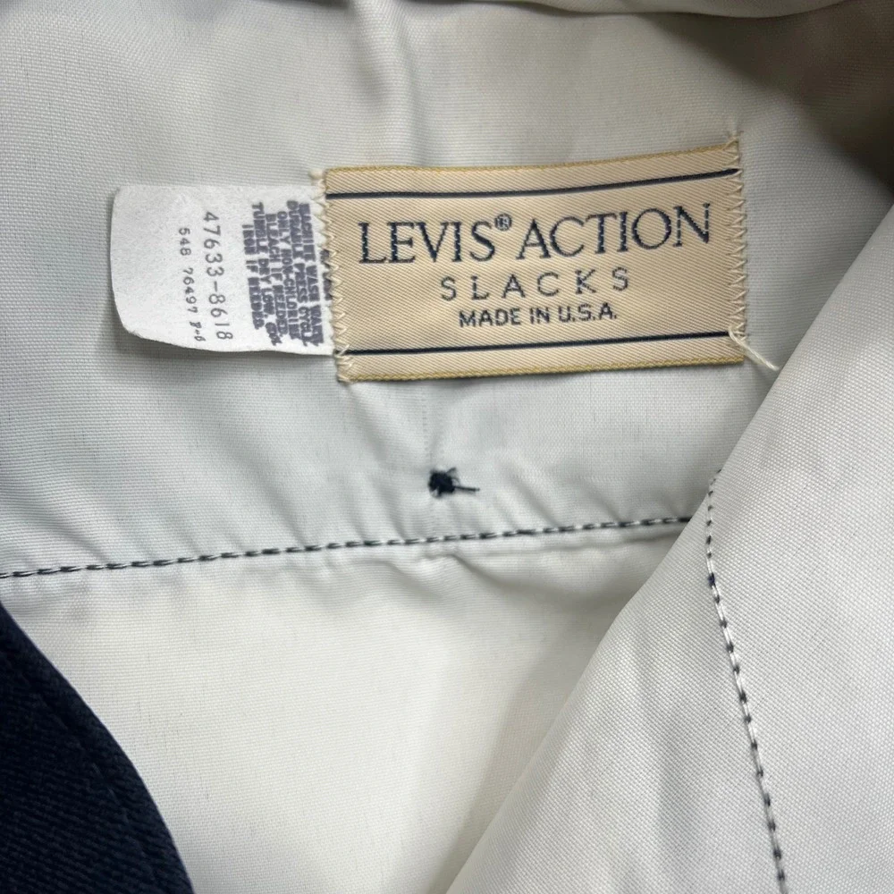 Vintage‎ Levis Action Slacks Mens 34x31 Navy Blue Fits 32x32 Made in USA  Pants